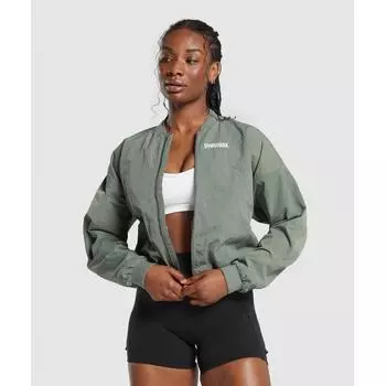 Спортивная куртка GYMSHARK Midi, зеленая B5A7Q ECJF