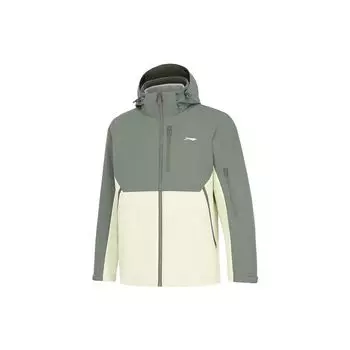 Спортивная куртка Li-Ning Color Block с капюшоном «три в одном», мужские куртки серо-зеленого цвета AWBT015-1 XXXL