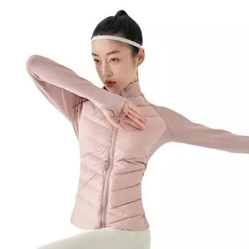 Спортивная куртка-пуховик женская облегающая короткая куртка облегающая легкая куртка-пуховик S чёрный