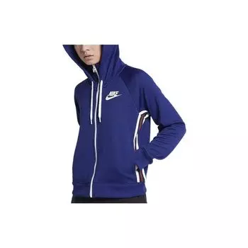 Спортивная куртка с капюшоном и застежкой-молнией Nike Logo Printed, женские куртки, синий, фиолетовый 932432-590 XS