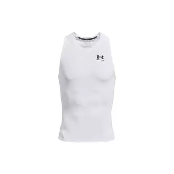 Спортивная майка Under Armour HeatGear Compression Contrast Logo, мужские топы, белые 1368352-100 S