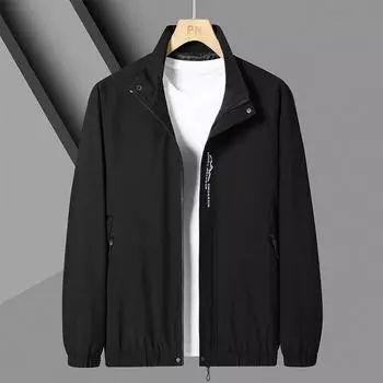 Спортивная мужская куртка для активного отдыха, весна и осень, свободная универсальная куртка, мужская тонкая куртка-тренчкот, мужская куртка M чёрный