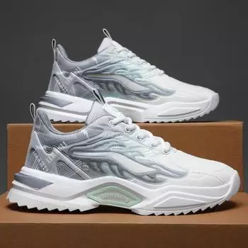 Спортивная мужская обувь, новые летние дышащие амортизирующие туфли для папы, подростков, студентов, сетчатые, с толстой подошвой, нескользящие, повседневные, модные туфли 39 белый