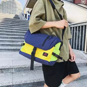 Спортивная мужская сумка-мессенджер большой вместимости на одно плечо из ткани Оксфорд в стиле ретро, сумка-мессенджер для отдыха, деловая сумка-мессенджер one size темно-синий