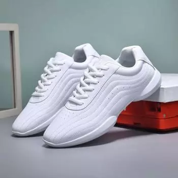 Спортивная обувь для аэробики Мужская и женская спортивная обувь Мягкая подошва Спортивная обувь Обувь для выступлений и соревнований Спортивная обувь 35 слоновая кость