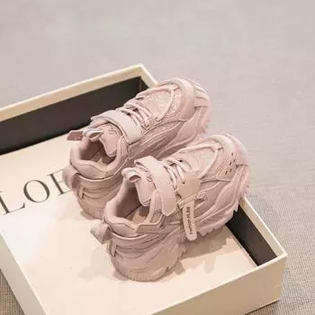 Спортивная обувь для девочек, новая обувь для осени и зимы, детская обувь Plush Daddy Shoes, повседневная обувь из двух хлопковых тканей для мальчиков, средняя и большая детская обувь 26