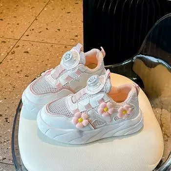Спортивная обувь для девочек с цветами Air Mesh Kids Princess Sneakers Дышащие и удобные детские повседневные кроссовки для бега Мягкие 26 фиолетовый