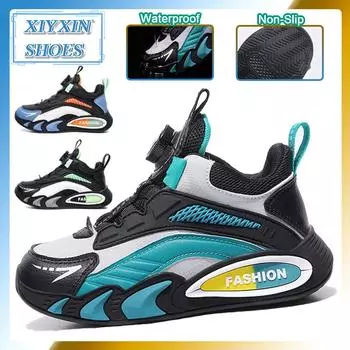 Спортивная обувь для мальчиков с поворотными кнопками, амортизирующая, нескользящая, дышащая, модная спортивная обувь, подходящая для бега, игры в баскетбол в любое время года 28/170MM