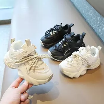 Спортивная обувь для мальчиков, весна и осень, универсальные однотонные туфли для папы, повседневная обувь для маленьких девочек с мягкой подошвой Tide 26