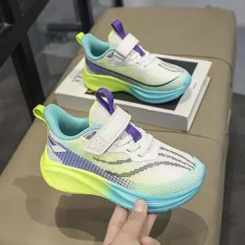 Спортивная обувь для мальчиков, весна и лето, новые детские кроссовки для мальчиков, большие дети, сетчатые дышащие кроссовки для бега Size 31,Foot Length:19cm чёрный