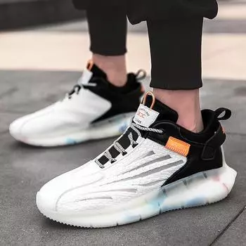 Спортивная обувь для мужчин, дышащая повседневная обувь с мягкой подошвой, мужская обувь для бега 39 чёрный/белый