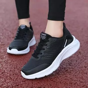 Спортивная обувь для женщин, кроссовки, черные кроссовки, спортивные кроссовки из искусственной кожи, массивные кроссовки, спортивная обувь, женская обувь 35