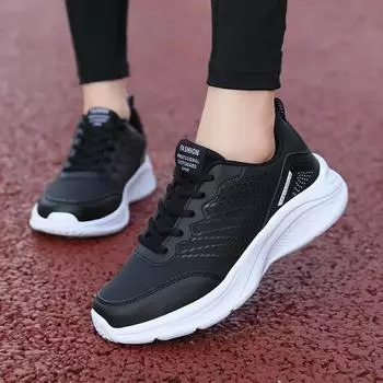 Спортивная обувь для женщин, кроссовки, черные кроссовки, спортивные кроссовки из искусственной кожи, массивные кроссовки, спортивная обувь, женская обувь 35