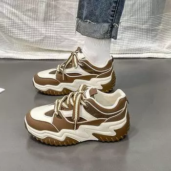 Спортивная обувь для женщин, кроссовки на шнуровке, высокие на платформе, женская обувь для бега, спортивная вулканизированная, удобная и элегантная обувь 35