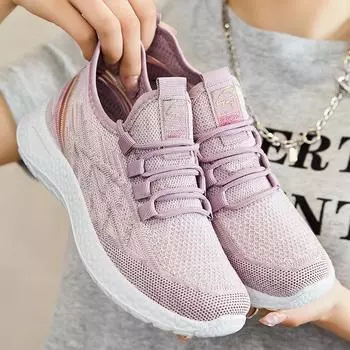 Спортивная обувь для женщин. Новые женские дышащие кроссовки с сеткой. Нескользящая легкая повседневная спортивная обувь. 36