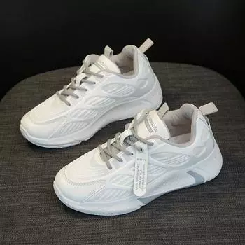 Спортивная обувь для женщин. Весна и осень. Новые женские дышащие туфли. Легкие амортизирующие кроссовки на мягкой подошве. Туфли для папы. Модная обувь Ins. 35 серый