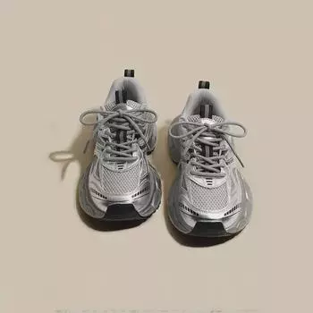 «Спортивная обувь из сетки для девочек и мальчиков 2025 года: «Модный дизайн для детей, вдохновленный папами» 32 серебряный