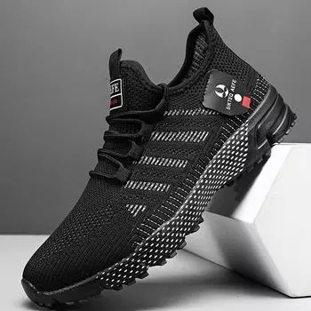 Спортивная обувь Летняя обувь Кроссовки Летающие тканые и дышащие кроссовки Легкая сетка Мужская повседневная обувь Мужская 40 чёрный