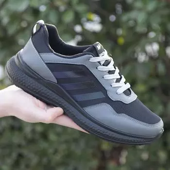 Спортивная обувь Мужская осенне-зимняя дышащая повседневная обувь для бега Мужская обувь из полиуретана с мягкой подошвой Модная обувь с низким верхом 39 серый
