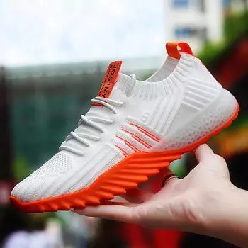 Спортивная обувь, мужские легкие кроссовки для бега, прогулочная повседневная дышащая обувь, нескользящая удобная обувь для пар, размер 35-44 40 оранжевый