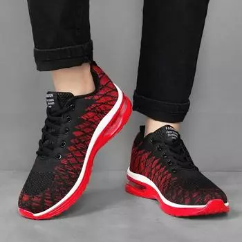 Спортивная обувь, повседневная обувь, дышащая мужская обувь Fly Woven, большой размер, легкие кроссовки для бега 36 черный серый