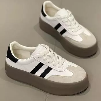 Спортивная обувь толстая подошва повседневная обувь для досок для женщин новая воловья кожа все мягкая подошва внутри увеличение de тренировочная обувь 37