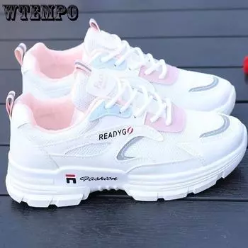 Спортивная обувь, женская модная повседневная обувь для бега, дышащая сетчатая обувь, летняя тонкая модная универсальная женская обувь 35 розовый