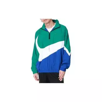 Спортивная одежда Nike Big Swoosh с цветными блоками, мужская куртка с тканым воротником на молнии и верхней одеждой, зеленая AR3133-340