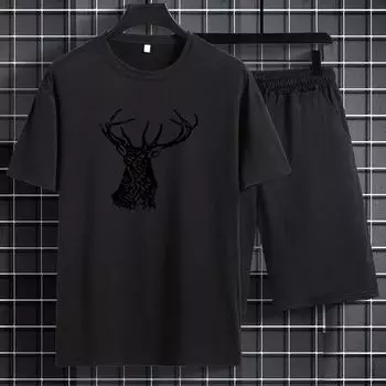 Спортивная одежда с принтом лося, обычный трикотаж средней эластичности S