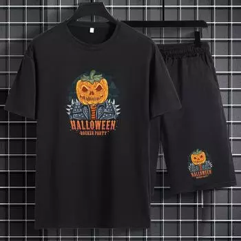 Спортивная одежда с принтом на Хэллоуин, обычная трикотажная ткань, средняя растяжка S