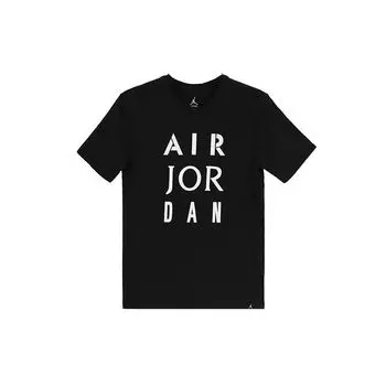 Спортивная повседневная футболка с коротким рукавом и логотипом Air Jordan Alphabet, мужские топы черного цвета AJ1388-010 S