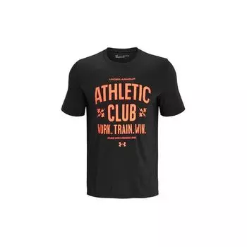 Спортивная повседневная футболка с круглым вырезом Under Armour с буквенным принтом, мужские топы, черные 1366791-001 S