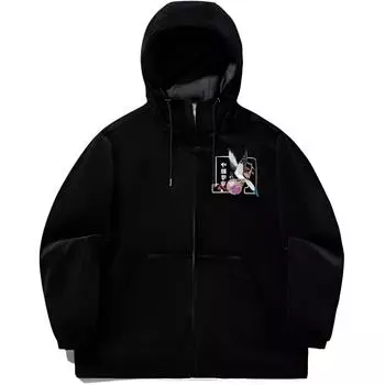 Спортивная повседневная простая однотонная толстовка оверсайз Li Ning X MEDM Collaboration Daily Progress Series Мужские куртки Черный AFDV913-1 M