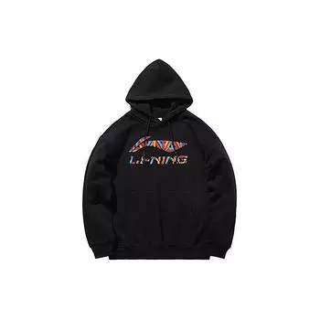Спортивная повседневная толстовка с длинным рукавом с принтом логотипа Li Ning, мужская толстовка черного цвета AWDS441-1 L