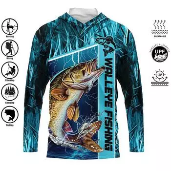 Спортивная рубашка для рыбалки на открытом воздухе, толстовка с капюшоном и принтом, мужская одежда, защита от солнца, влагоотводящая, удобная рубашка для рыбалки S
