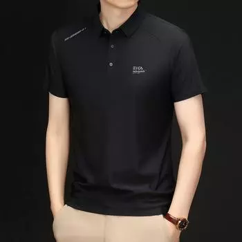 Спортивная рубашка поло мужская высококачественная шелковая парча с аммиаком, с короткими рукавами и лацканами, бесшовная и не требующая глажки, влагостойкая M