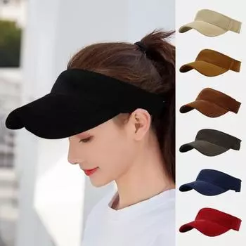 Спортивная шляпа с солнцезащитным козырьком для спорта на открытом воздухе Сверхлегкая мягкая дышащая однотонная бейсболка с широкими полями и регулируемым пустым верхом Спортивные головные уборы темно-коричневого