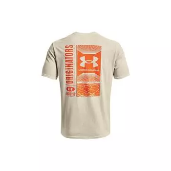 Спортивная спортивная футболка с круглым вырезом и логотипом Under Armour, свободная футболка прямого кроя с короткими рукавами, мужские топы, коричневые 1370527-279 XXL