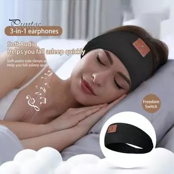 Спортивная спортивная повязка, Bluetooth-совместимая музыкальная повязка на голову, перезаряжаемая высокоэластичная повязка для бега со стереозвуком чёрный