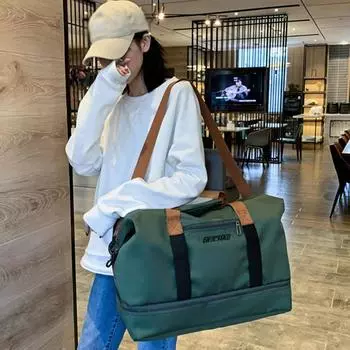 Спортивная сумка большой вместимости, тренировочная спортивная сумка, отдельные сумки для сушки и влажной уборки, практичные сумки для фитнеса хаки