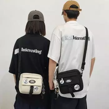 Спортивная сумка через плечо, мужская маленькая квадратная сумка, студенческая сумка для мобильного телефона, женская сумка через плечо бежевый