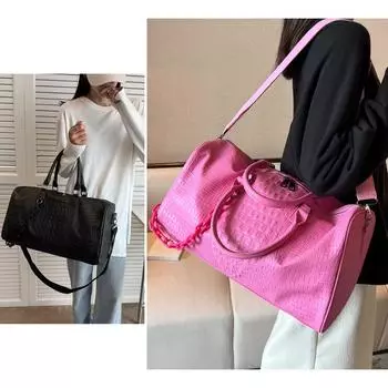 Спортивная сумка для фитнеса и отдыха Дорожная женская многофункциональная тренировочная сумка для переноски на плече для отдыха на открытом воздухе через плечо Большая дорожная сумка для выходных розовый