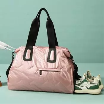 Спортивная сумка для фитнеса, женская сумка через плечо, сумка для хранения вещей для йоги, влажная и сухая, большая вместительная дорожная сумка с разделительными сумками для обуви чёрный