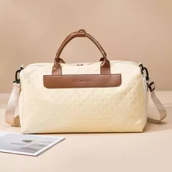 Спортивная сумка для йоги и фитнеса, женская сумка для сухого и мокрого плавания, большая вместимость, дорожная сумка на короткие расстояния, сумка для багажа, разделительные сумки для обуви бежевый