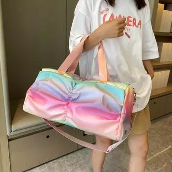 Спортивная сумка для йоги, женская, сухая, влажная, отдельная, большой емкости, короткая, дорожная сумка, градиентная сумка через плечо зелёный