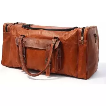 Спортивная сумка из козьей кожи ручной работы Travel Overnight для мужчин и женщин 20 x 9 x 9 in коричневый