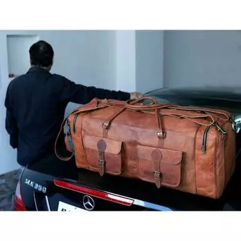 Спортивная сумка из натуральной кожи ручной работы/выходная сумка из натуральной кожи с монограммой/кожаная дорожная сумка/ночная сумка для мужчин/персонализированный подарок 30 x 11 x 12 in коричневый