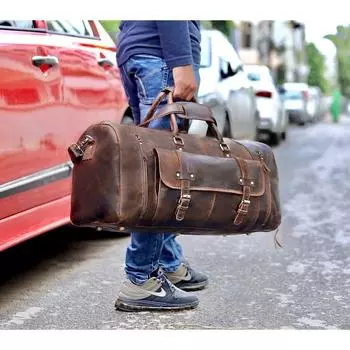 Спортивная сумка из натуральной кожи/сумка Weekender из натуральной кожи с монограммой/кожаная дорожная сумка/сумка на ночь для мужчин/персонализированный подарок для него/подарок 24 x 11 x 8 in коричневый