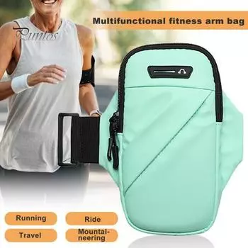 Спортивная сумка на руку Износостойкая большая вместимость Нескользящая Удобный гладкий держатель на молнии Брызгозащищенный браслет Держатель для мобильного телефона Аксессуар для спортзала мятный зеленый