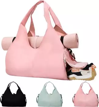 Спортивная сумка Женская сумка для йоги Большая спортивная сумка Дорожная сумка с отделением для обуви Водонепроницаемая сумка для йоги Сумка для плавания и спортзала розовый